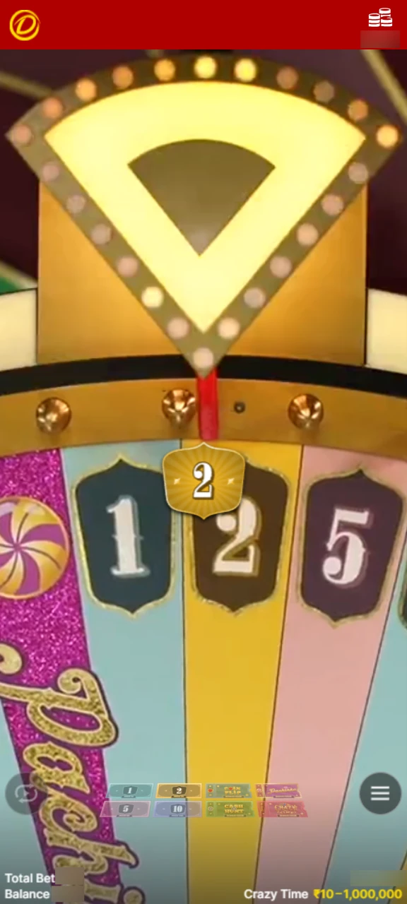 Check out the pointer that determines the outcome of the spin in the Crazy Time game on the Dafabet app.