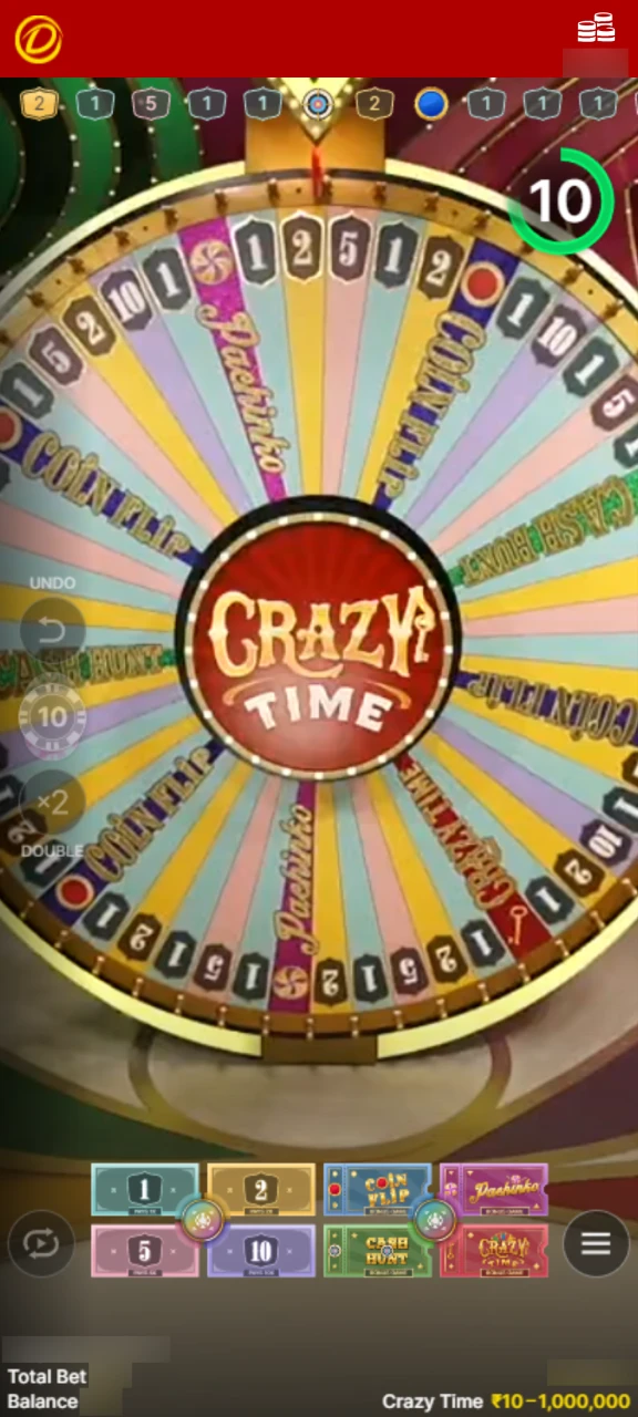 Place bet on the betting grid using the Dafabet Crazy Time Game App interface.