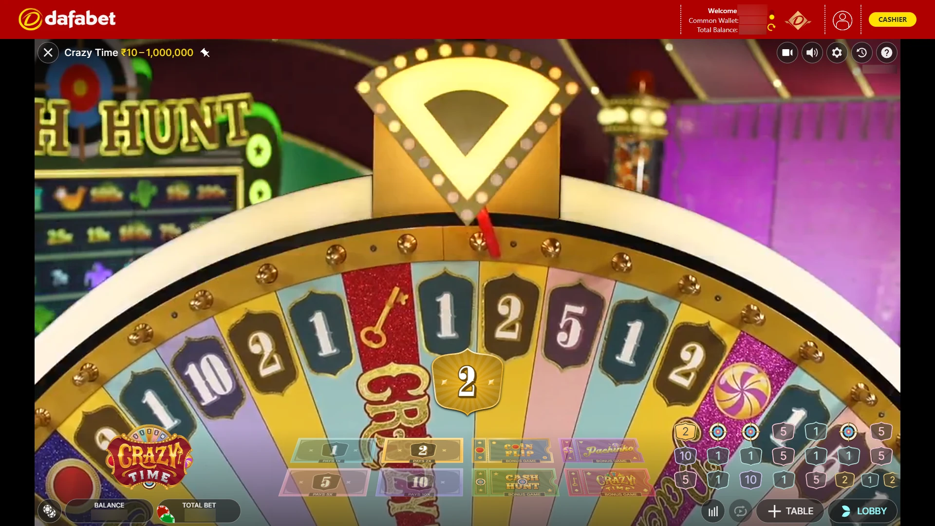 Wait for determining the result of your Dafabet Crazy Time Game round.