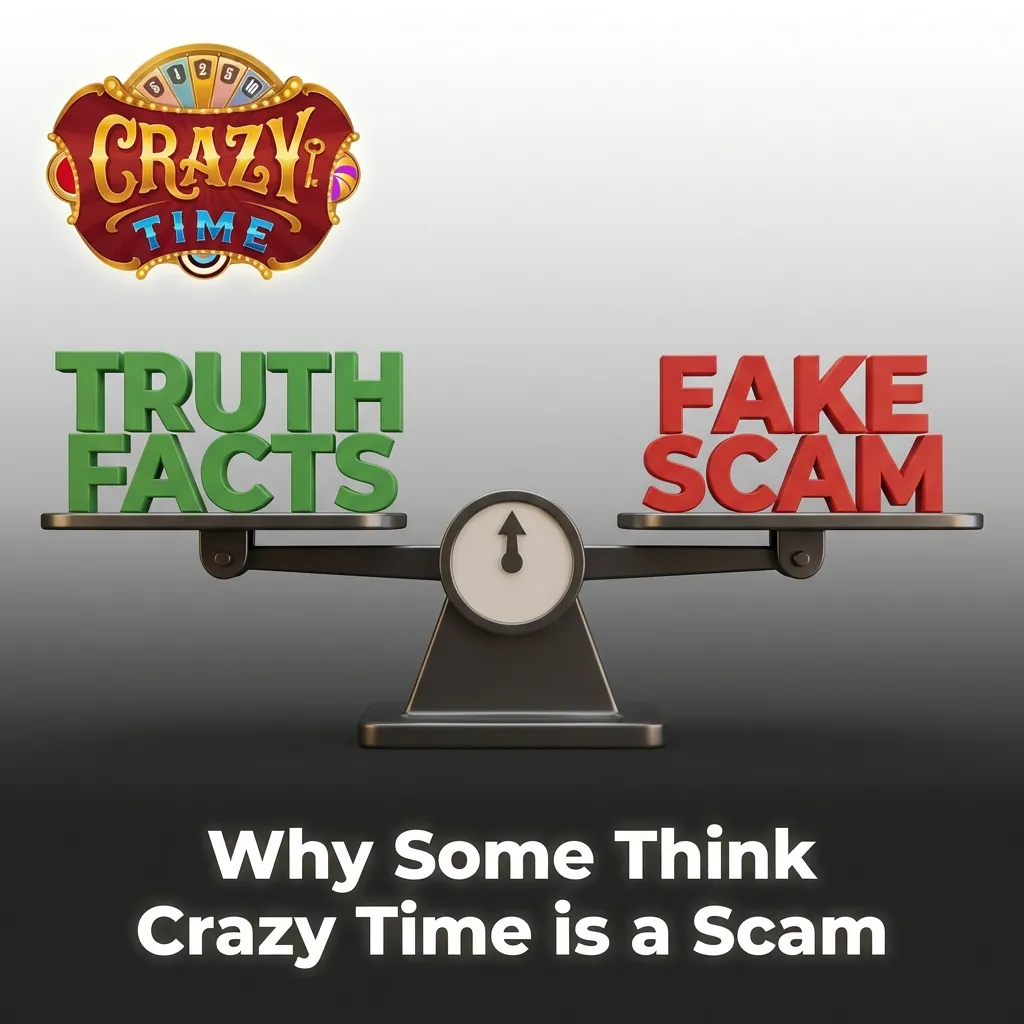 Illustration of a puzzled Indian player viewing Crazy Time ads, scam signals, and losing streak charts, questioning if the game is rigged
